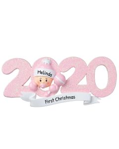 Personalized Baby Christmas Tree Ornament Female Pink