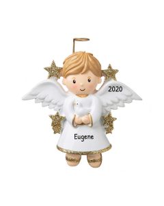 Personalized Angel with Dove Christmas Tree Ornament Male 