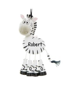 Personalized Forest Animals Zebra Ornament