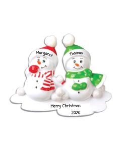 Personalized Flirty Snowman Couple Ornament 