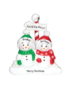 Personalized North Pole Family of 2 Christmas Tree Ornament 