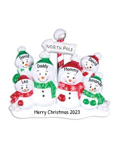 Personalized North Pole Family of 6 Christmas Tree Ornament