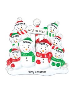 Personalized North Pole Family of 8 Christmas Tree Ornament 