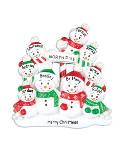 Personalized North Pole Family of 9 Christmas Tree Ornament