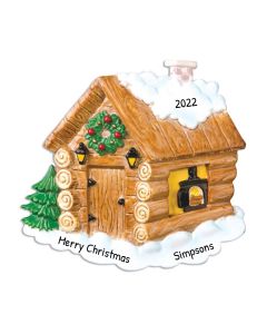 Personalized Log Cabin Christmas Tree Ornament