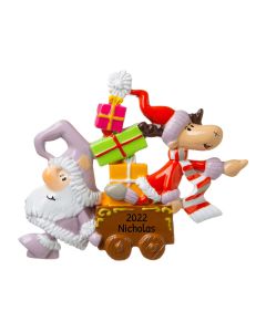 Personalized Santa Reindeer with Presents Ornament 