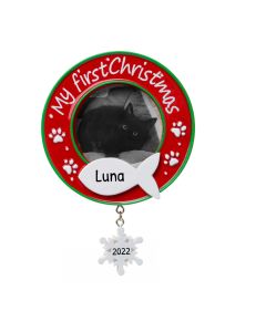 Personalized My First Christmas Cat Picture Ornament 