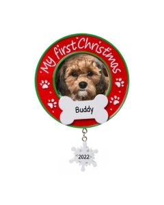 Personalized My First Christmas Dog Photo Ornament 