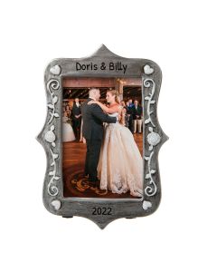 Personalized Pewter Wedding Photo Ornament