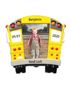 Personalized School Bus Picture Frame Ornament