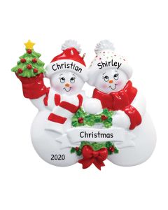 Personalized Snow Family of 2 Christmas Tree Ornament