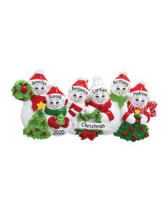 Personalized Snow Family of 6 Christmas Tree Ornament