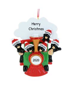 Personalized All Aboard Family of 5 Christmas Tree Ornament 