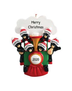 Personalized All Aboard Black Bear Family of 6 Christmas Tree Ornament
