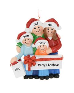 Personalized Gift Family of 4 Christmas Tree Ornament