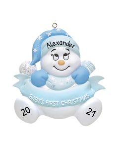Personalized Snow baby's 1st Christmas Tree Ornament With Writing