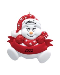 Personalized Snow baby's 1st Christmas Tree Ornament Red Without Writing 