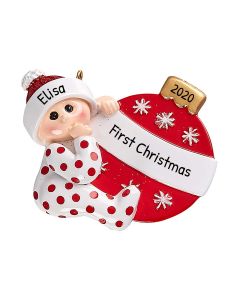 Personalized Baby Christmas Tree Ornament Ball Red