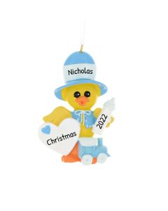 Personalized Baby Chick Christmas Tree Ornament Male