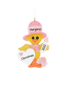 Personalized Baby Chick Christmas Tree Ornament Female 