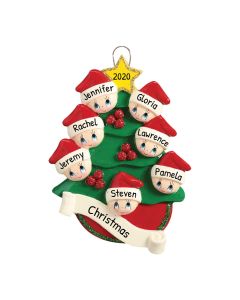 Personalized Christmas Tree Family of 7 Ornament 
