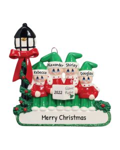 Personalized Carolers Family of 4 Ornament 