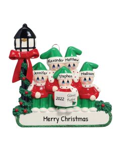 Personalized Carolers Family of 5 Ornament 