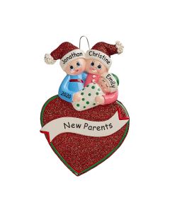 Personalized New Parents Heart Christmas Tree Ornament
