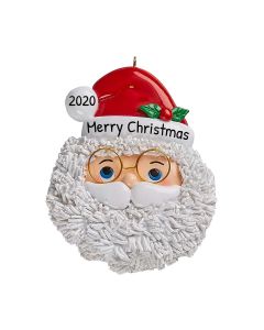 Personalized Santa Face with Round Glasses Christmas Tree Ornament