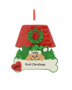 Personalized Red Dog House Christmas Tree Ornament