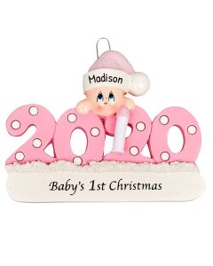 Personalized Baby's 1st Christmas Tree Ornament Female