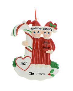 Personalized Candy Cane Pregnant Couple Ornament 