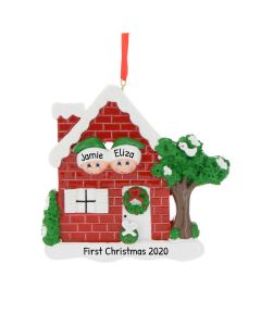 Personalized Red House Couple Christmas Tree Ornament