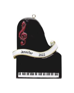 Personalized Acoustic Piano & Banner Ornament
