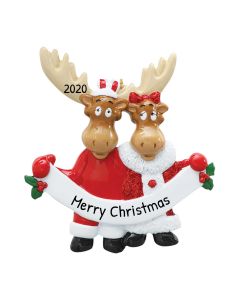 Personalized Moose Family of 2 Christmas Tree Ornament