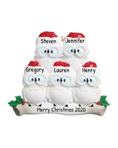 Personalized Wise Owl Family of 5 Christmas Tree Ornament 