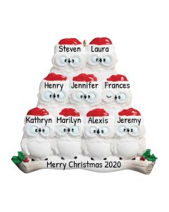 Personalized Wise Owl Family of 9 Christmas Tree Ornament 