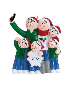 Personalized Selfie Family of 6 Christmas Ornament 