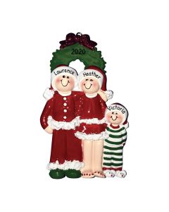 Personalized Christmas Eve Family of 3 Tree Ornament 