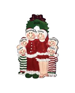Personalized Christmas Eve Family of 6 Tree Ornament