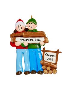 Personalized Log Couple Christmas Tree Ornament