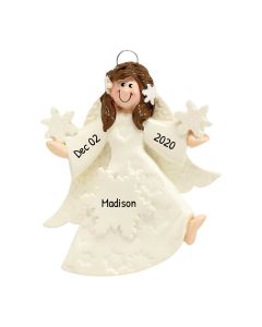 Personalized Fairy Angel Star Christmas Tree Ornament Brunette 