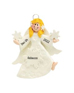 Personalized Fairy Angel Star Christmas Tree Ornament Blonde