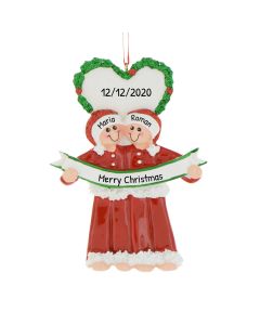 Personalized Santa PJ Couple Christmas Tree Ornament