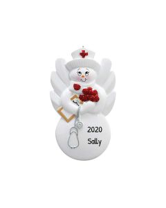 Personalized Snow Nurse Christmas Tree Ornament Angel Snowman