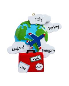 Personalized World Travelers Ornament