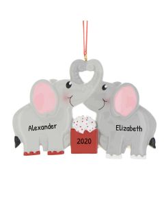 Personalized Loving Elephant Couple Christmas Tree Ornament