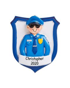 Personalized Policeman Christmas Tree Ornament Badge