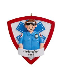 Personalized EMT Guy Christmas Tree Ornament