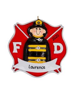 Personalized Firefighter Guy Christmas Tree Ornament